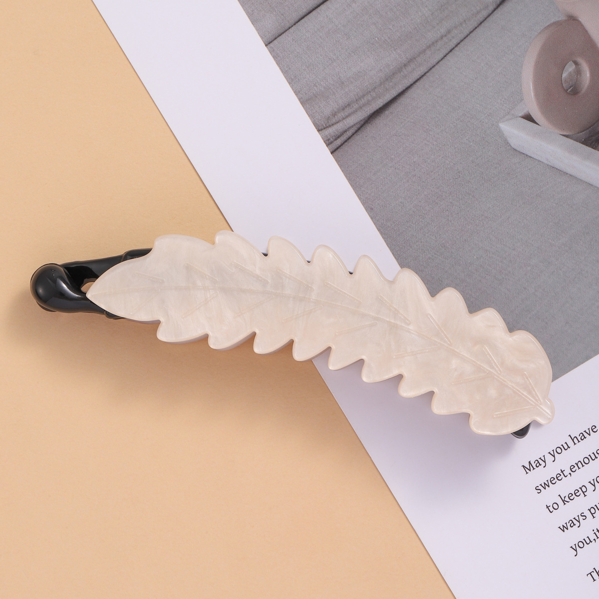 韩系简约树叶香蕉夹发量多高马尾固定妞妞夹小众设计气质新款发饰详情5