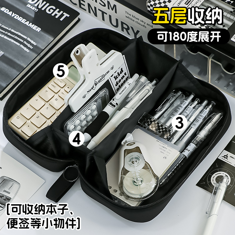 火山透明笔袋大容量耐脏2024新款女学生初中生文具盒高颜值铅笔盒详情7