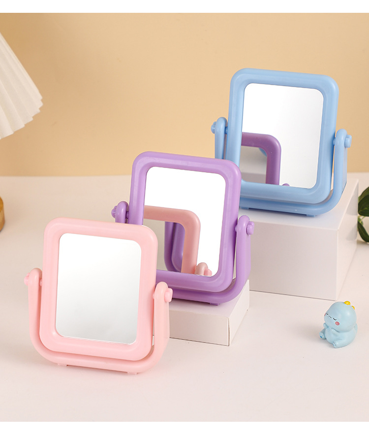 拼色双面化妆镜桌面糖果色可爱学生小号可旋转梳妆镜子工厂批发详情11