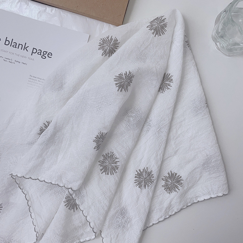 Japanese-style breathable cotton and linen small square scarf for women, 60x60cm, forest girl neck protection small scarf, sun protection travel photo headscarf pic 6