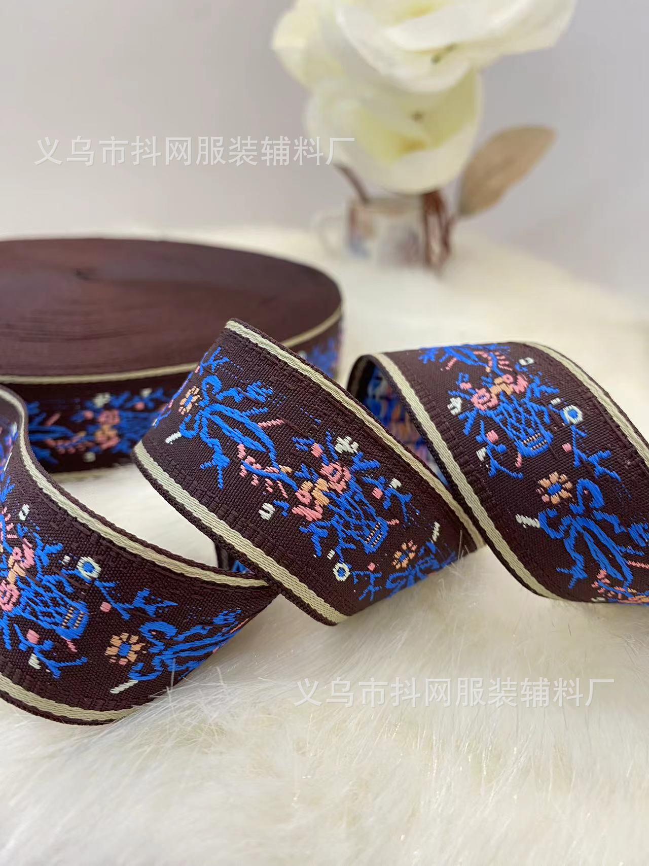 3cm Hanfu accessories, Tang suits, retro classic ethnic style, jacquard webbing, bow webbing, ethnic clothing accessories pic 4