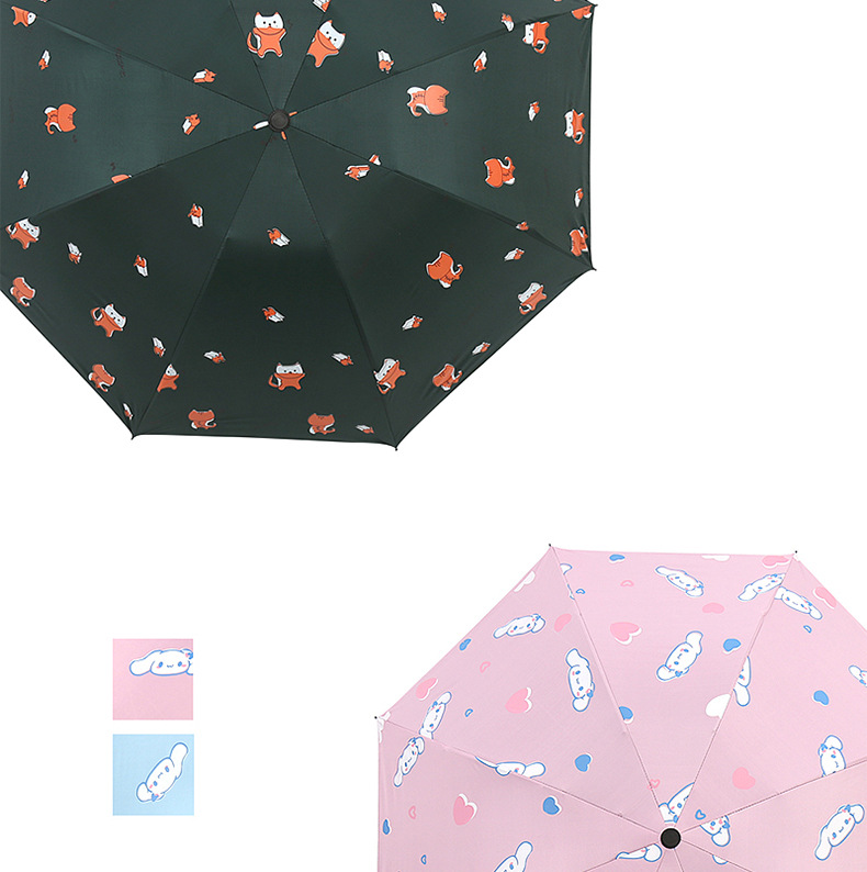 Black rubber sun protection, UV protection, sunshade, folding, all-weather and cute umbrella, can be printed with logo advertising umbrella pic 23