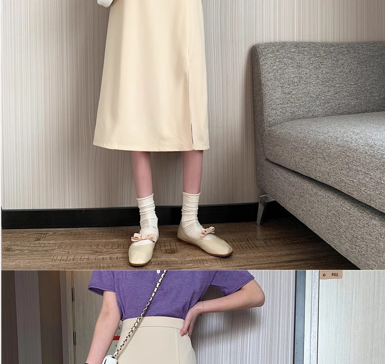 Suitable for pear-shaped figures, large-sized high-waisted long dress suits, slit A-line skirts, knee-length mid-length skirts for women in autumn pic 13