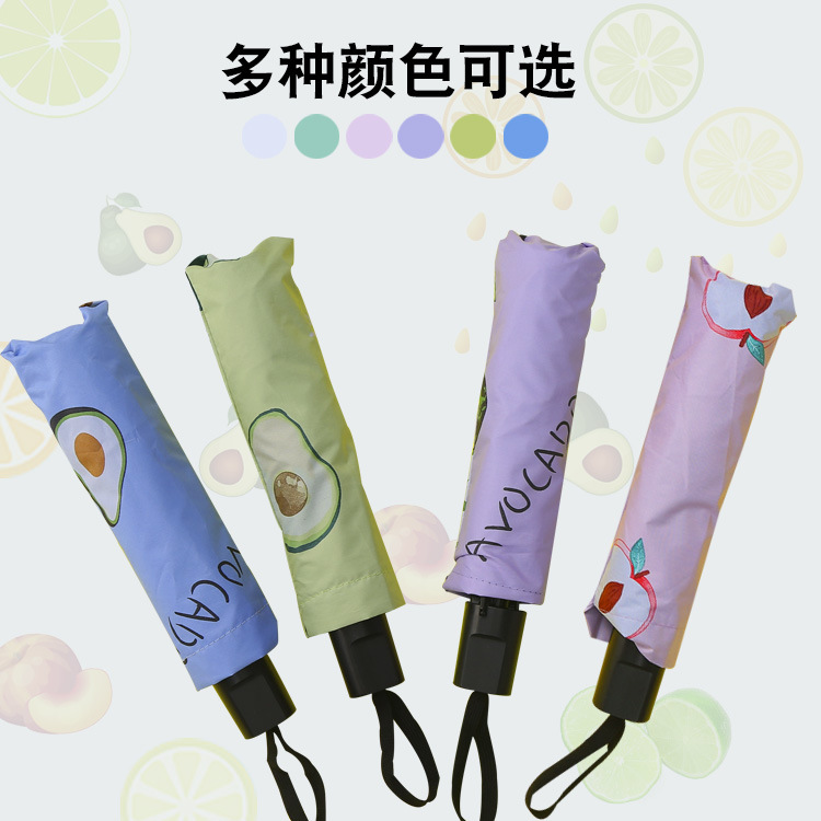Three-fold black vinyl sun protection and UV protection, fruit Daisy UV bear umbrella, female couple umbrella, sunshade pic 1
