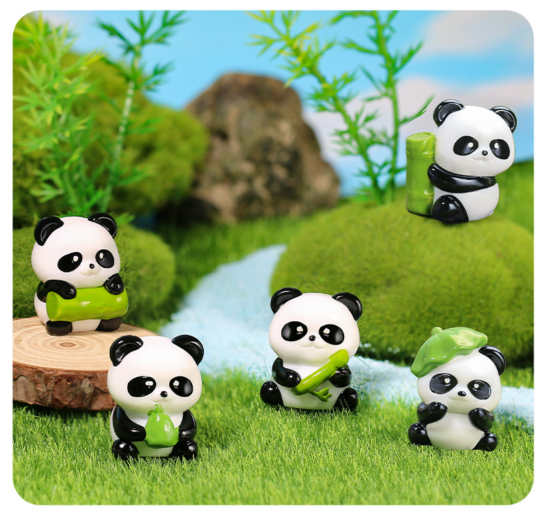 Creative new cute panda resin ornaments, home and office desktop decorations, car ornaments, keychains and small accessories pic 7