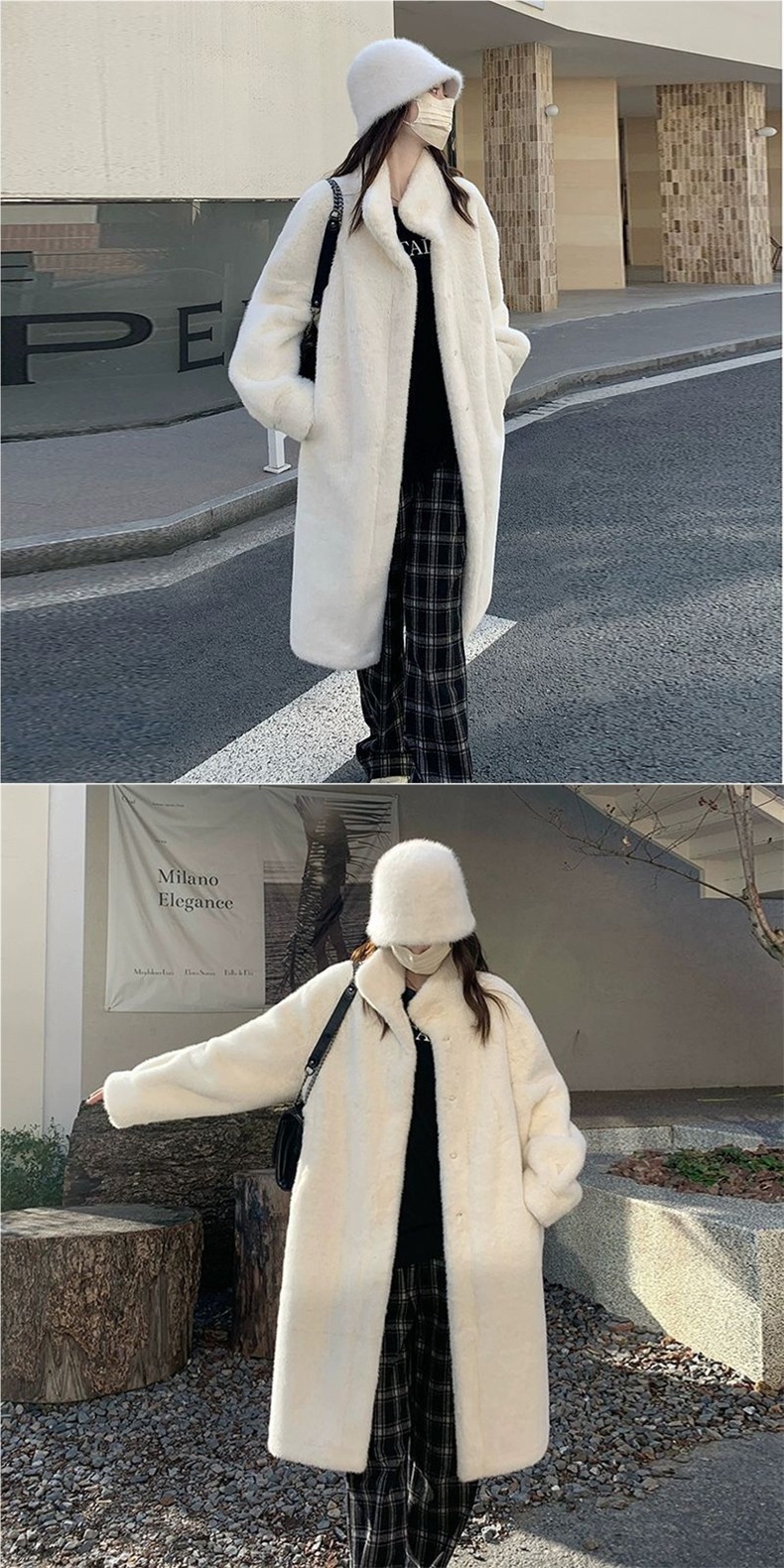 For the autumn and winter of 2025, there is a thick, long stand-up collar mink, mink fur and fur integrated coat for women pic 11