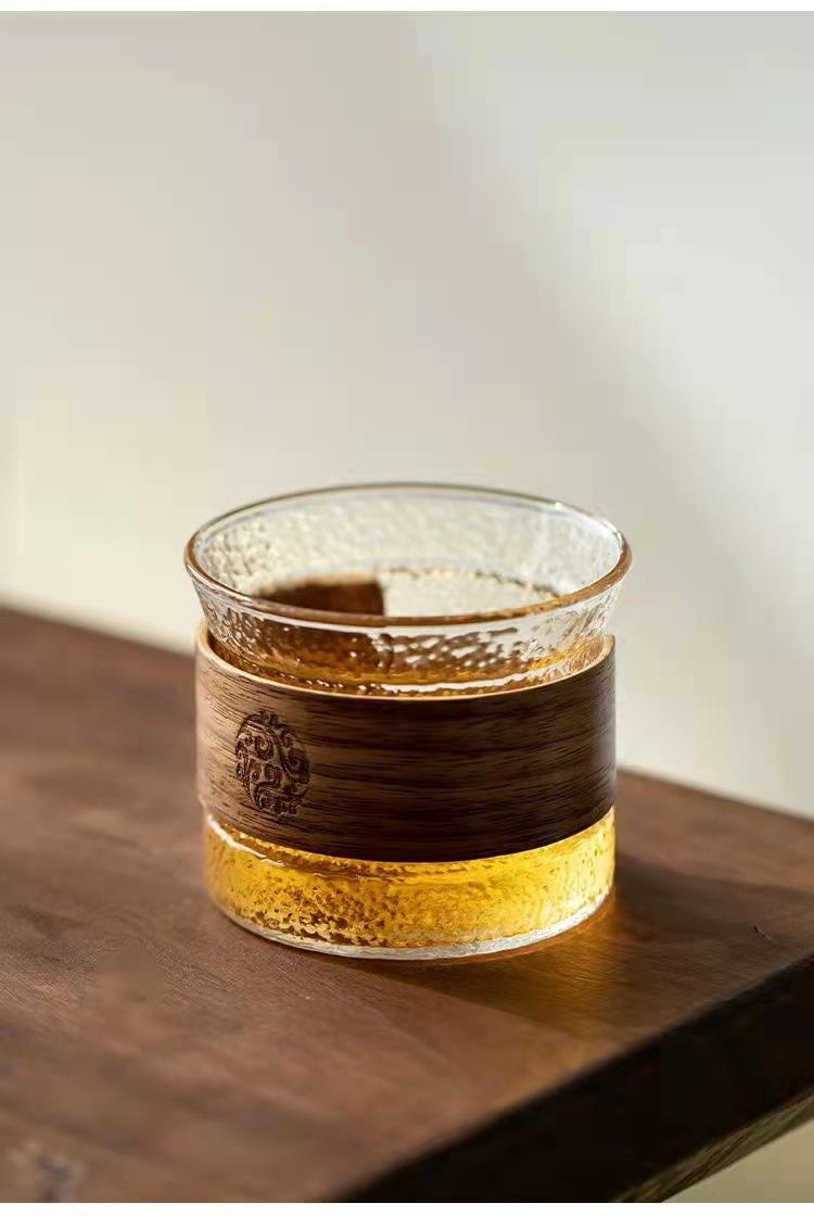 日式竖纹玻璃茶杯防烫隔热茶具泡茶公道杯茶器个人主人杯功夫茶详情23