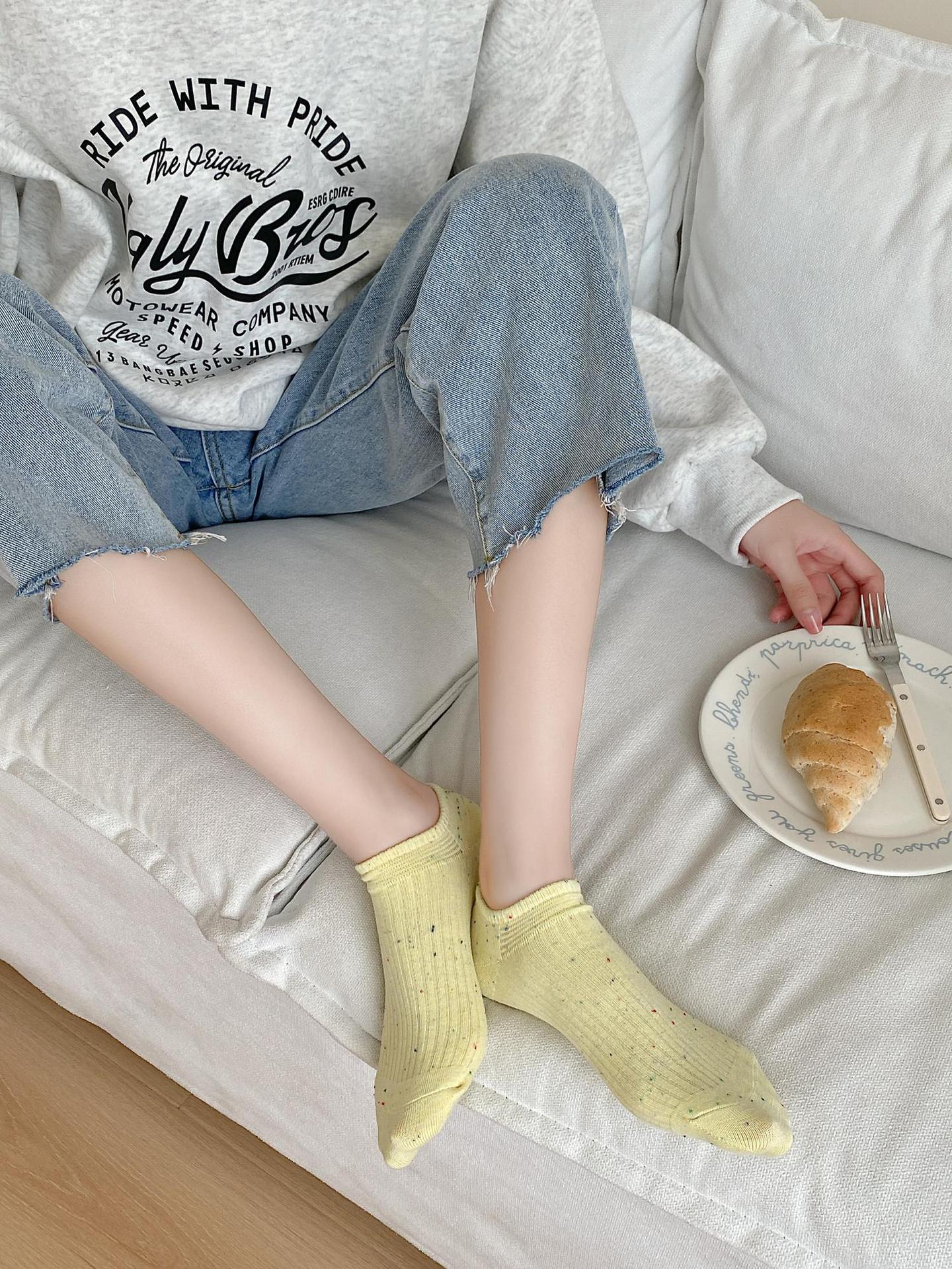 点子纱船袜女纯棉夏季薄款低帮浅口隐形袜硅胶防滑不掉跟女士短袜详情23