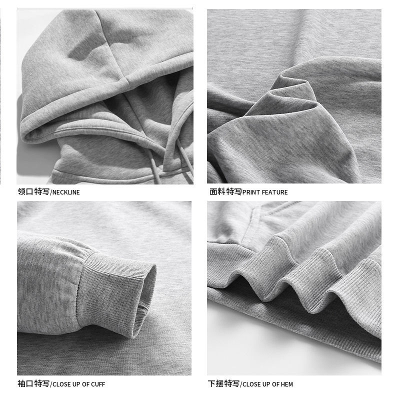 美式重磅500G秋冬连帽卫衣女oversize国潮加绒加厚慵懒风宽松上衣详情2