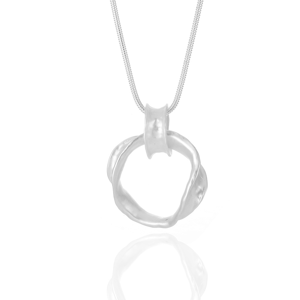 亚马逊爆款项链欧美大气双环复古蛇骨链圆形轻奢女士合金毛衣链详情5