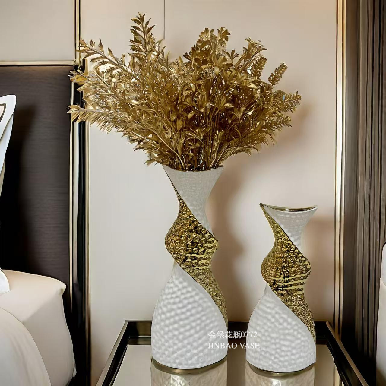 Nordic creative ceramic vases, rotating aesthetic ornaments, high-end living room entrance hall tabletop, dining table, dried flower decorations pic 2