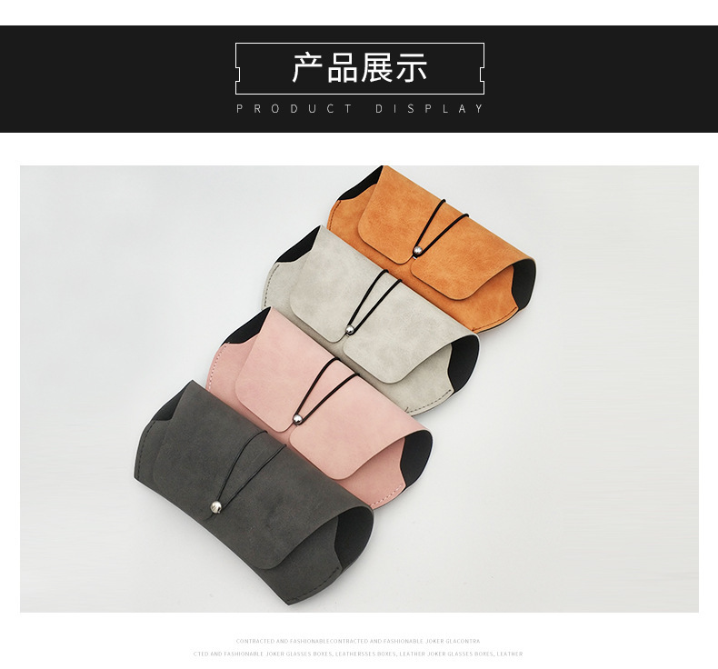Fashionable buckle strap sunglasses case, faux leather flocked lining, eyeglass bag, eyeglass case box wholesale available with logo printing pic 8