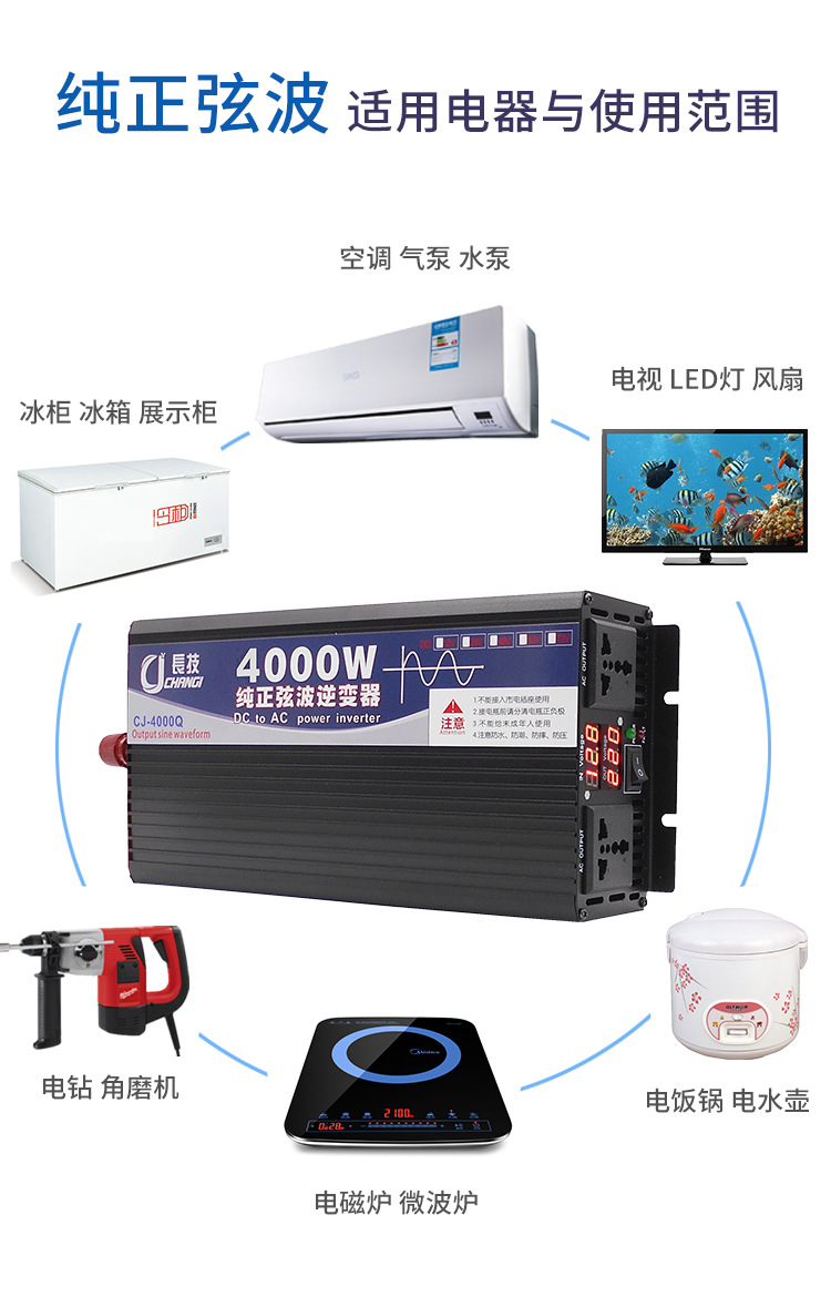 Pure sine wave inverter 12V to 220V, 24V, 48V, 60V, 72V, vehicle-mounted household solar photovoltaic sine wave pic 4