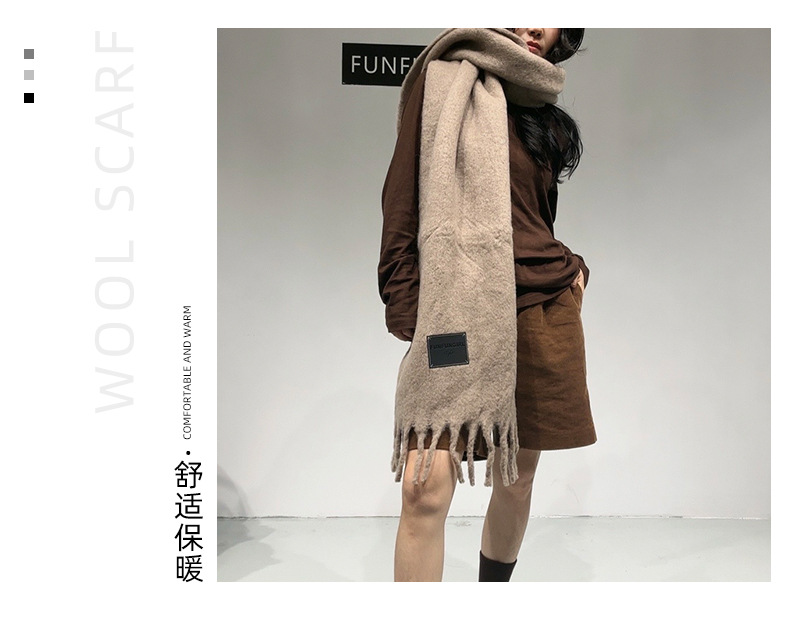 Autumn and winter Ankela Red Wool Scarf for women, new solid color thickened warm scarf, high-end, simple and versatile shawl pic 26