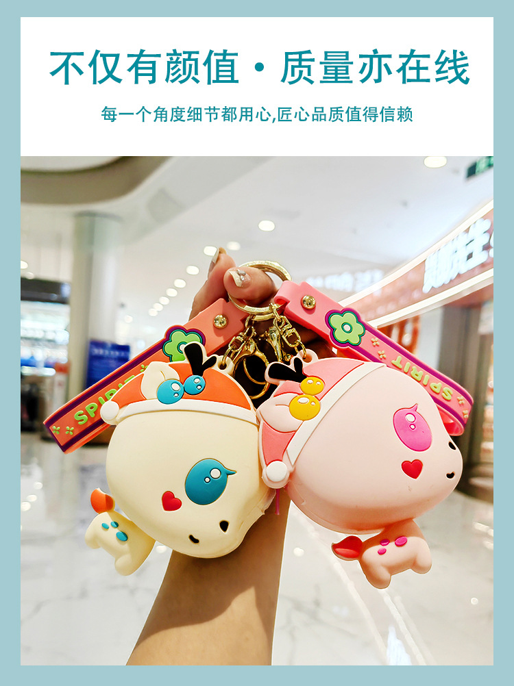 硅胶迷你圣诞鹿零钱包钥匙扣可爱男女生随身收纳包书包配饰实用品详情7