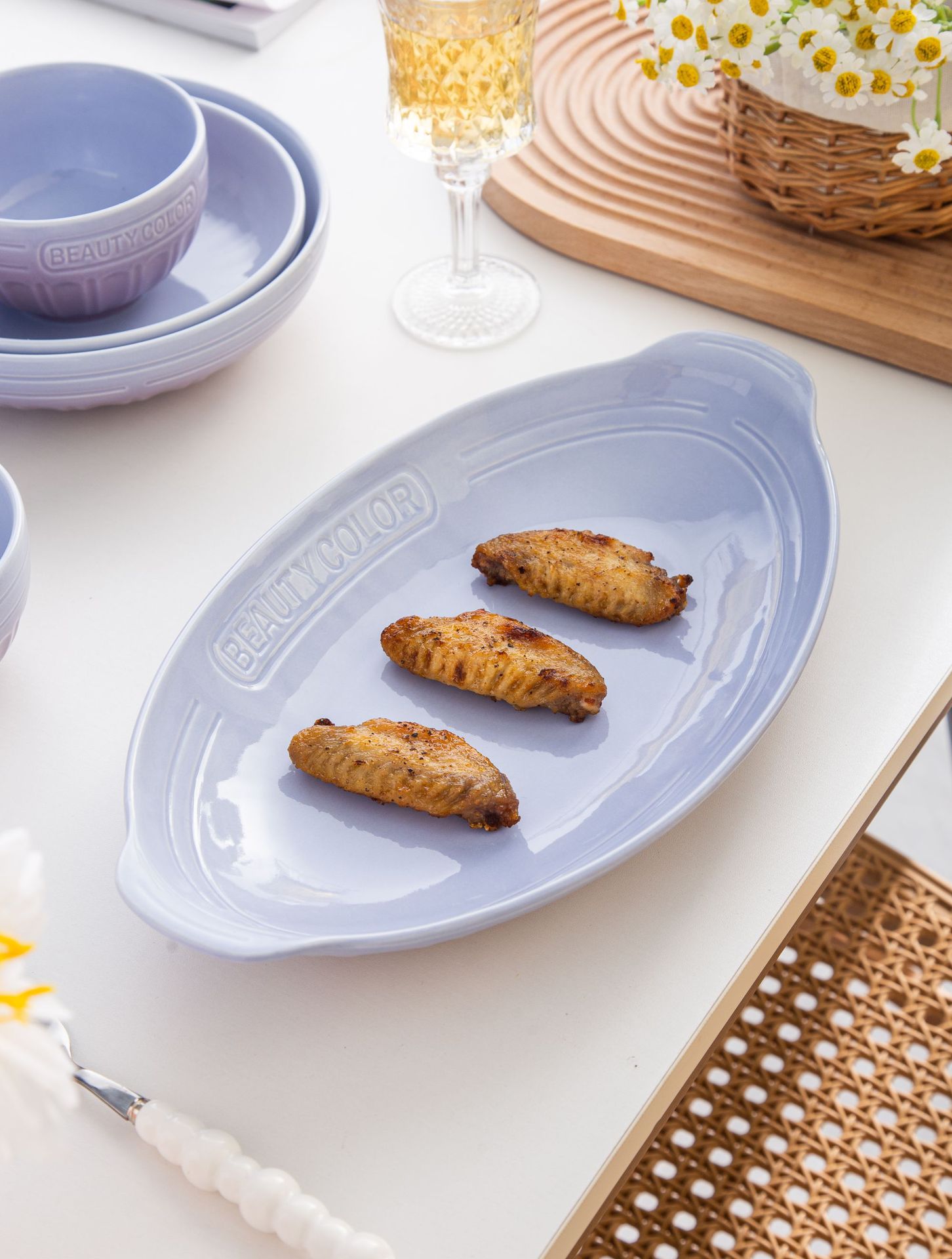 渐变紫北欧高颜值碗盘套装家用陶瓷米饭碗圆盘汤碗乔迁高级感餐具详情23