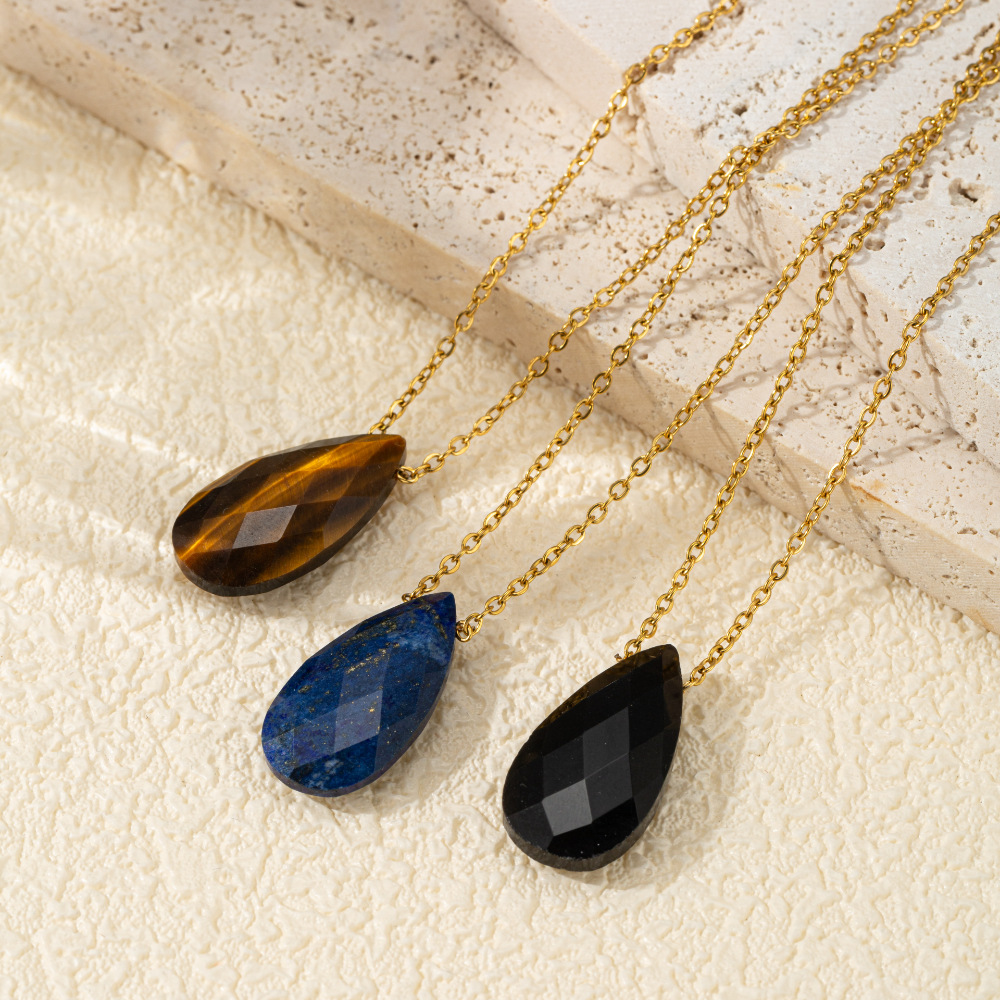 跨境热销新款时尚简约水滴天然石项链小众设计吊坠批发饰品项饰品详情5