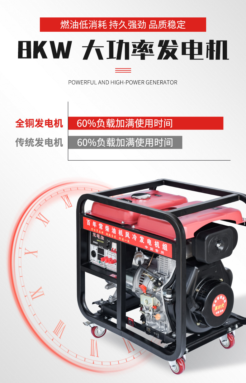 3kw5kw8KW10千瓦户外便携式发电机组柴油发电机小型家用220V/380v详情3