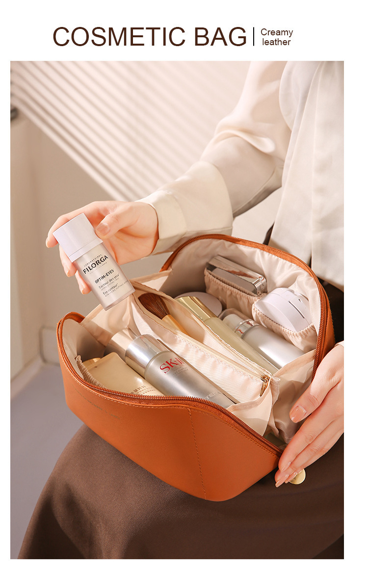 Bolsa de maquillaje de gran capacidad simple multifuncional bolsa de almacenamiento premium bolsa de almacenamiento ins portátil bolsa de tocador de viaje al por mayor pic 11