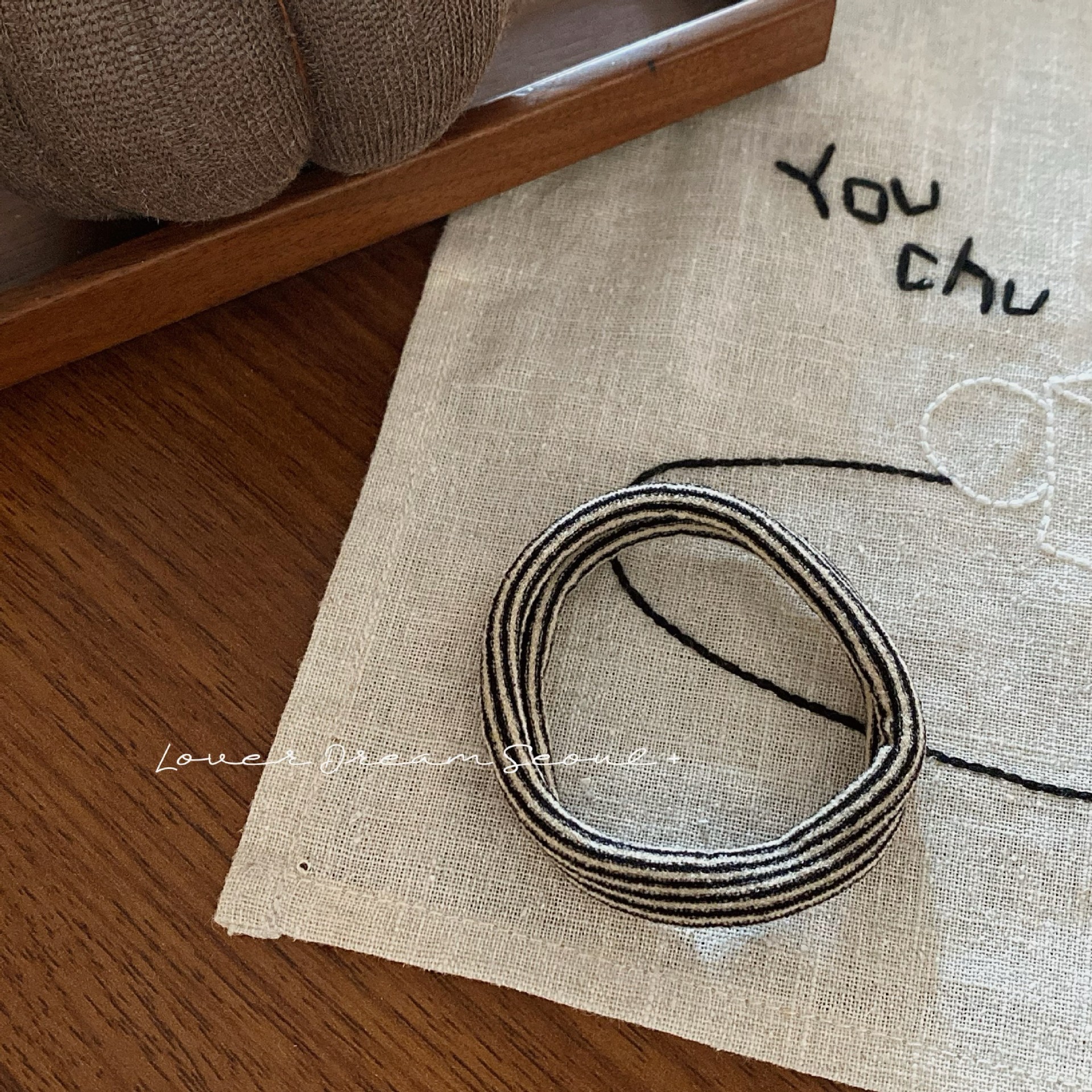 韩国秋冬新款咖色条纹毛巾圈发圈时尚简约高弹力头绳发绳发饰女详情13