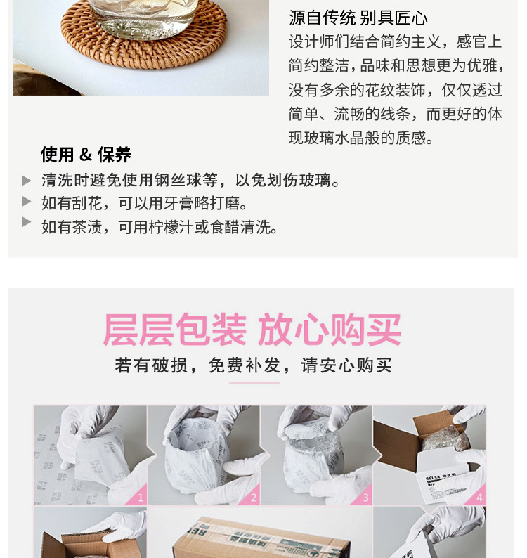 Creative single-layer cup without handle, latte, iced Americano, simple and transparent, household reverse mouth, high-temperature resistant glass cup pic 18