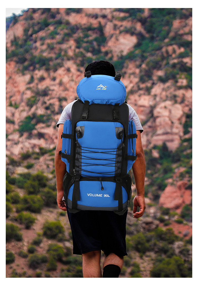 90L登山徒步包大容量户外旅行双肩包防水野营驴友骑行打工行李包详情20