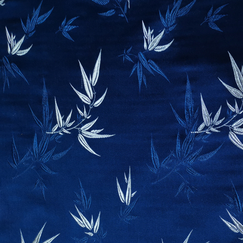 厂家真三五大竹叶织锦缎仿古唐装旗袍布料宠物服坐垫布丝绸面料详情17