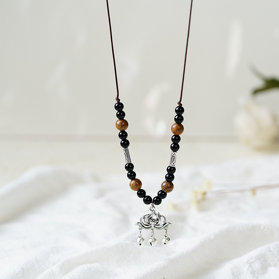 平安是福国潮复古景德镇陶瓷项链女长命锁锁骨链文艺吊坠锁骨链详情5