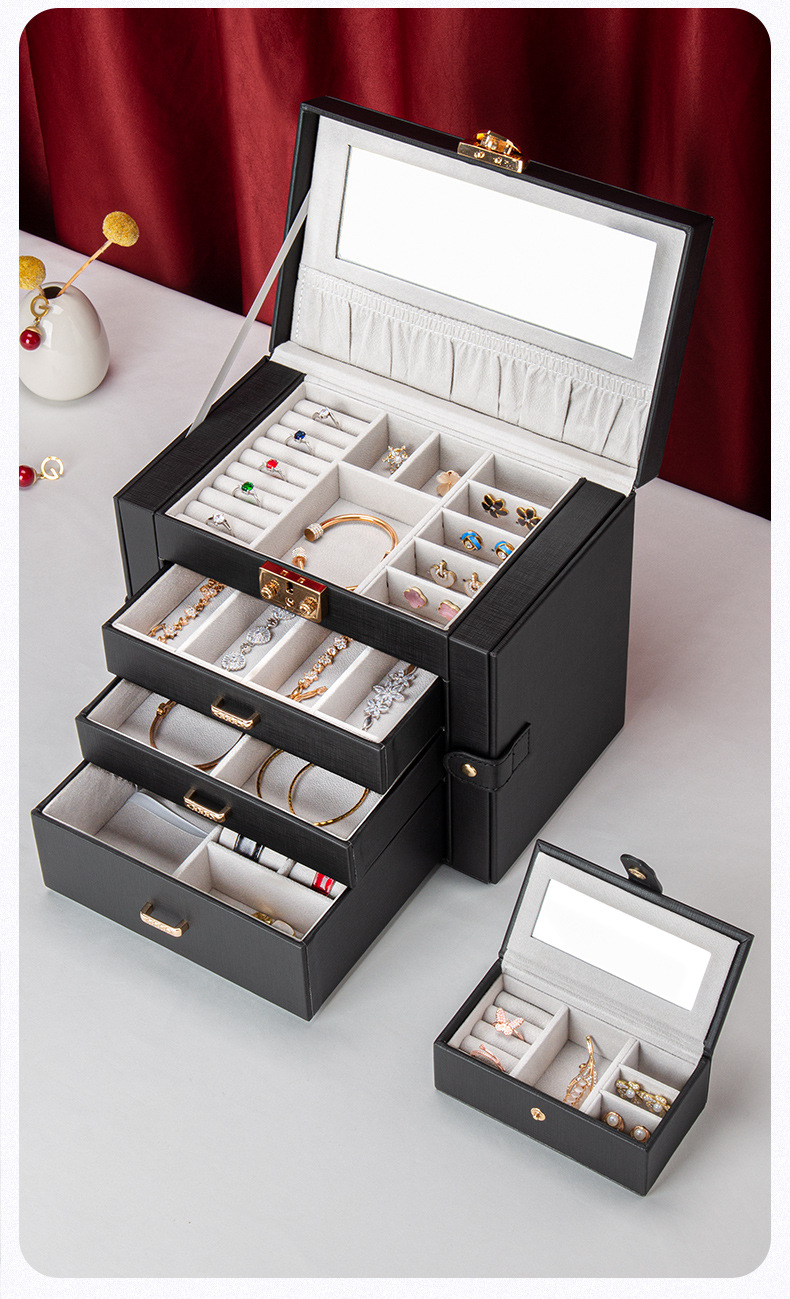 首饰盒收纳箱家居轻奢精致多层首饰手表饰珠宝2025款化妆盒项链详情20