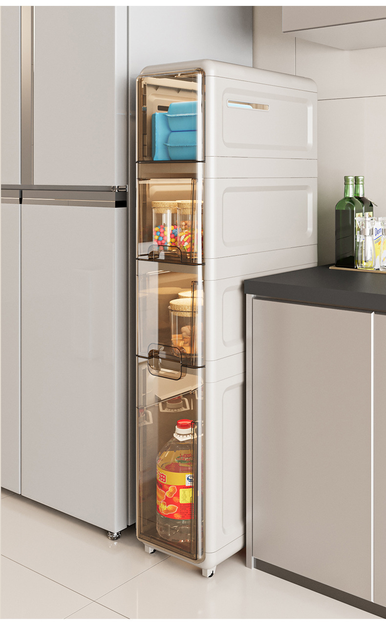 Household slit storage cabinet, multi-layer wheeled storage rack for bathroom, large-capacity drawer-type plastic storage cabinet for toilet pic 17