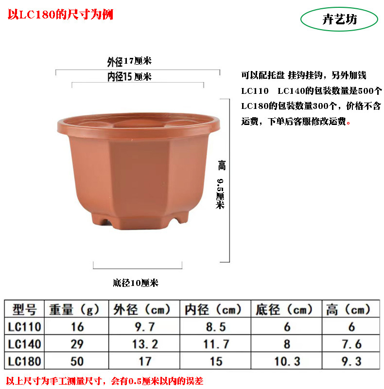 吊篮盆八角吊兰盆小号多肉盆绿萝吊兰盆网底盆透气盆塑料花盆批发详情2