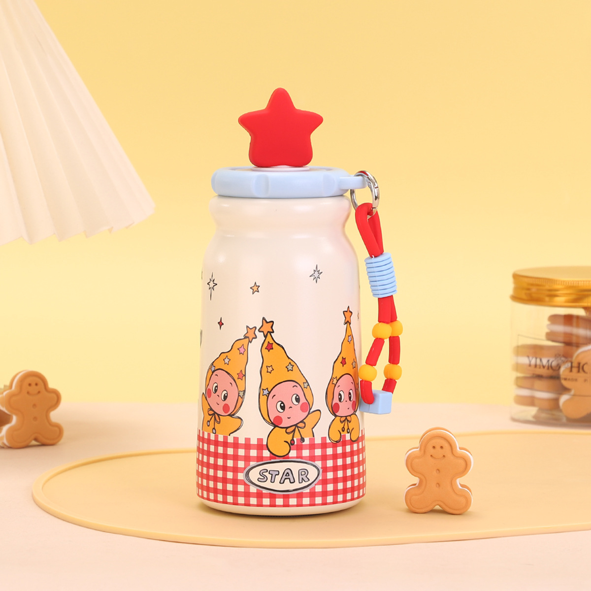 Cartoon star people taza de agua taza aislante acero inoxidable 316 taza aislante para niños de gran capacidad para mujeres de alta apariencia horizontal copa de pajita pic 5