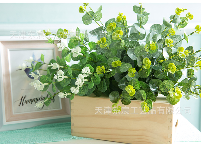 仿真尤加利批发婚礼装饰插花户外假花16叉尤加利叶手捧花蛋糕配花详情13