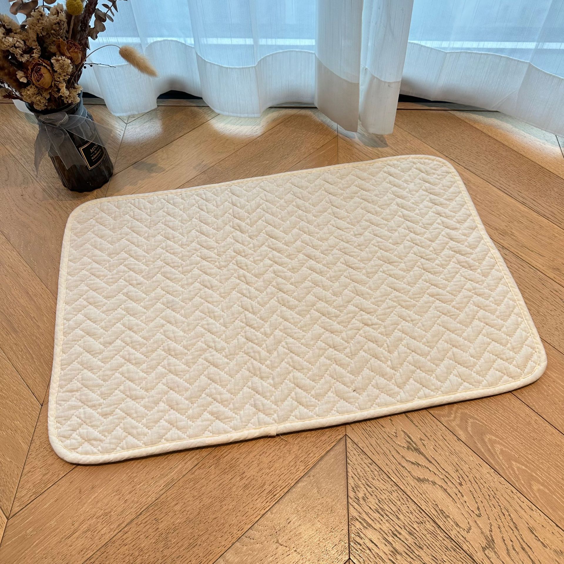Plain pure cotton floor mat, quilted anti-slip mat, entrance bedroom floor mat, kitchen mat, pet mat, carpet anti-slip and silent pic 10