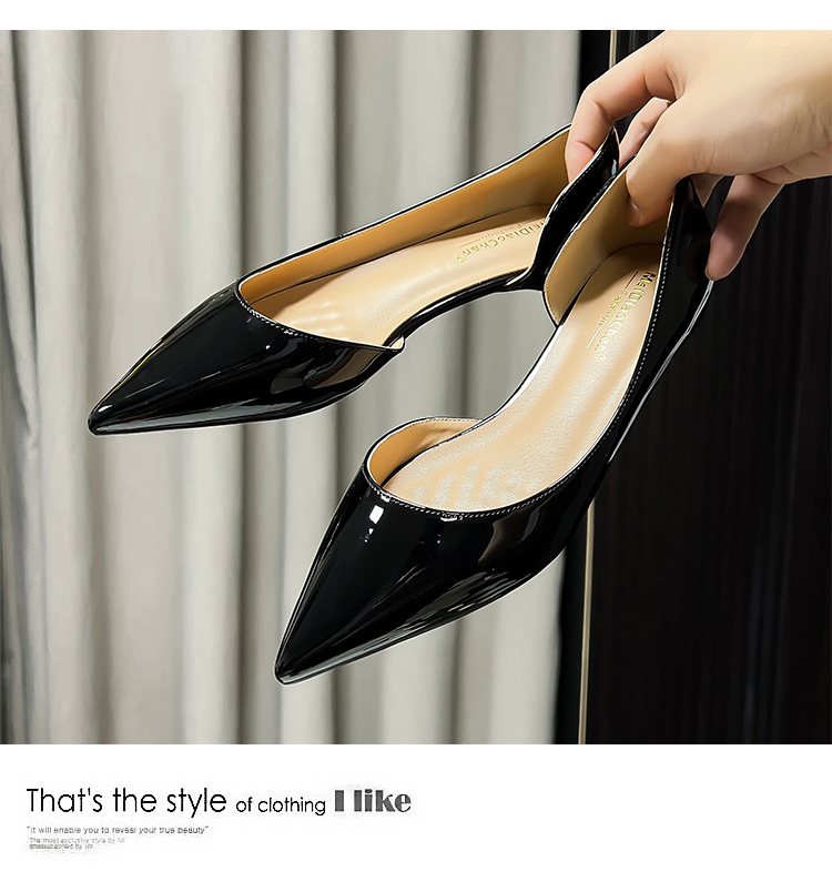 2024新款春秋法式内增高尖头侧空平底鞋女浅口百搭通勤单鞋漏脚趾详情31