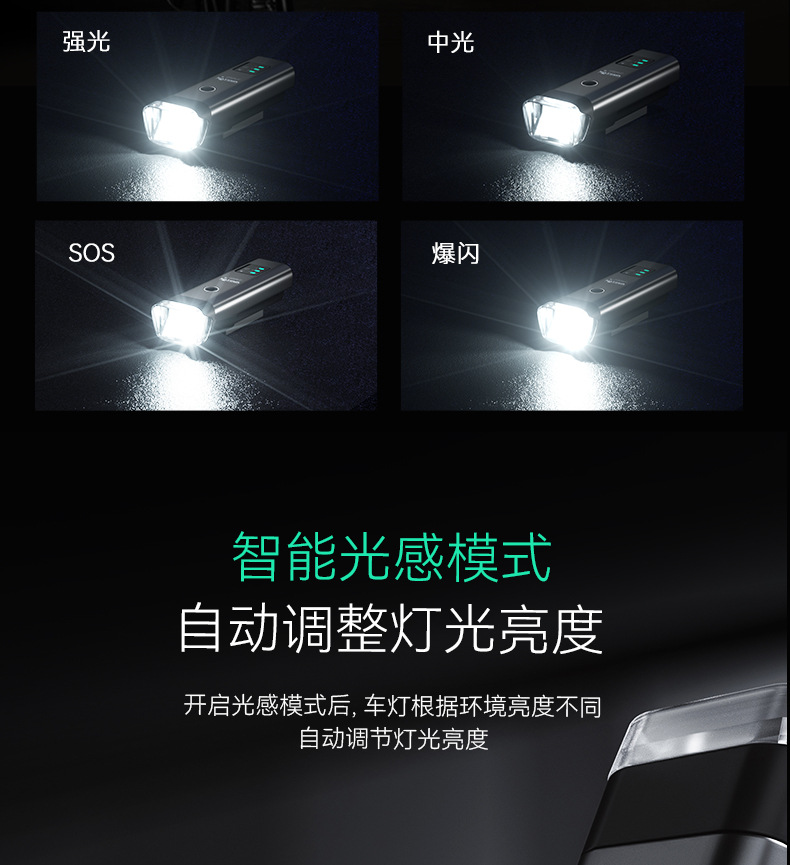 沃尔森C420骑行灯自行车灯夜行山地公路强光手电筒详情8