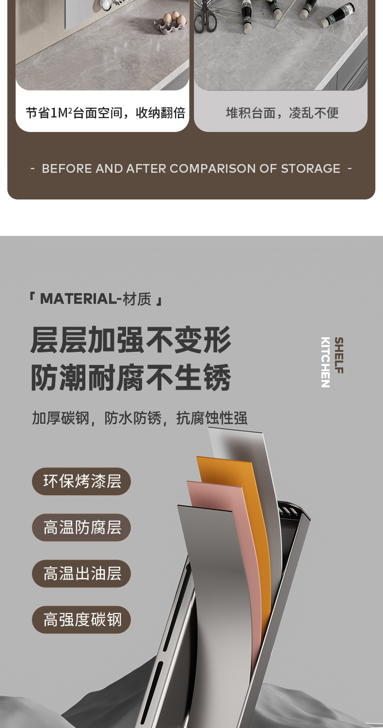 厂家批发壁挂式置物架家用厨房免打孔调味料厨具挂杆筷子筒收纳架详情10