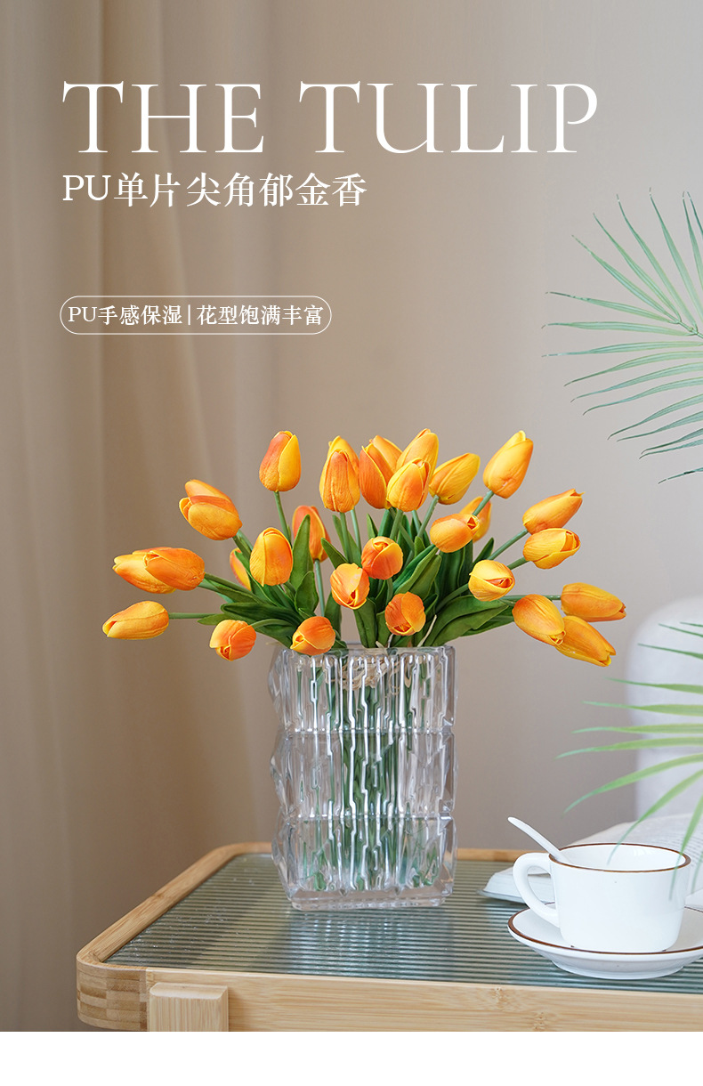 PU迷你郁金香仿真花跨境热销款家居装饰宠物园艺花盆容器详情13
