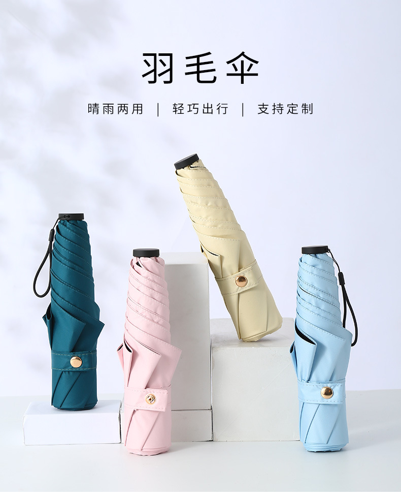 便携小巧超轻碳纤维羽毛伞手动自动轻便太阳伞三折晴雨伞两用批发详情1