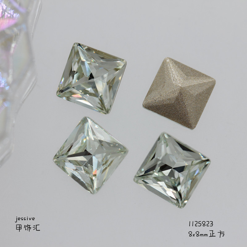 新款饰品K9淡粉蓝多切面尖底钻异形水晶歪心华子同款指甲饰品批发详情29