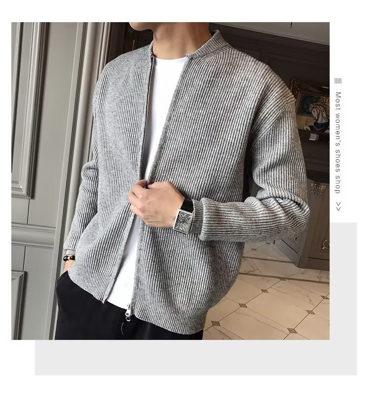 The 2023 new autumn and winter sweater jacket for men, a solid-color knitted cardigan, is a casual, versatile and slimming top for men pic 10