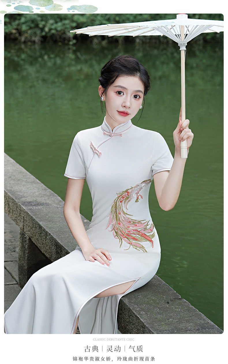 New Chinese trend waist-cinching artistic performance cheongsam fresh girl improved Chinese style long elegant cheongsam 鸾凤 harmony pic 11
