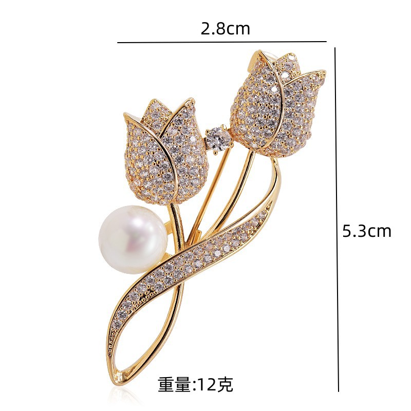 双头郁金香胸针女花朵胸花秋冬大衣外套别针西装配饰2022年新款潮详情1