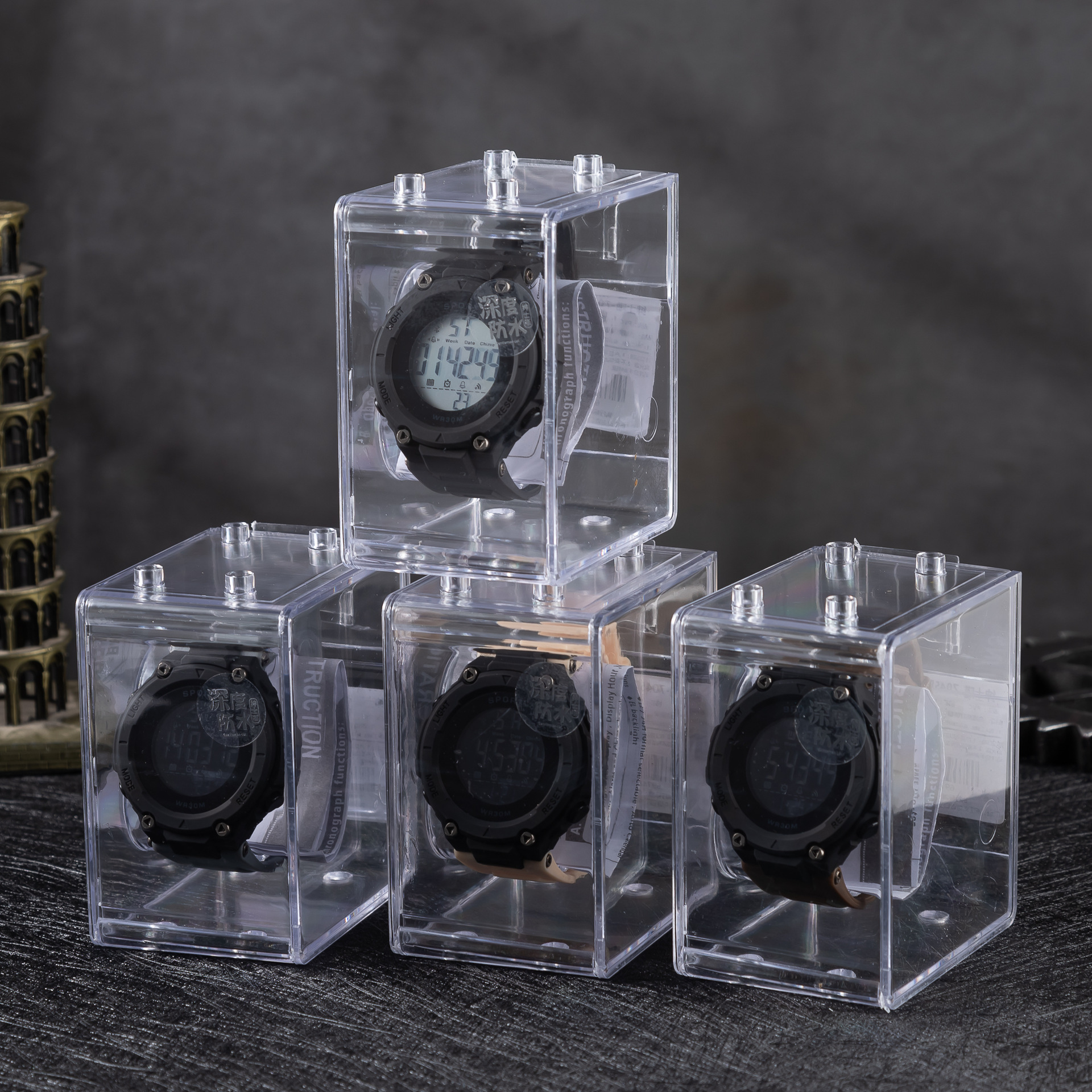 新款数显男士深度防水手表多功能夜光户外休闲学生圆形电子表详情8