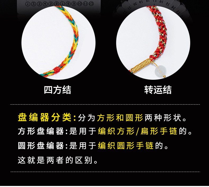 手工DIY中国结工具圆形盘编器丝印方形EVA泡棉手绳编织器厂家详情3
