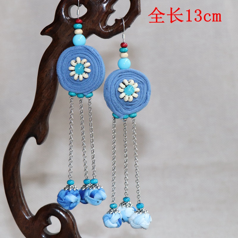 民族特色布艺扎染耳环时尚民族风女大理丽江舞台舞蹈饰品配饰批发详情1