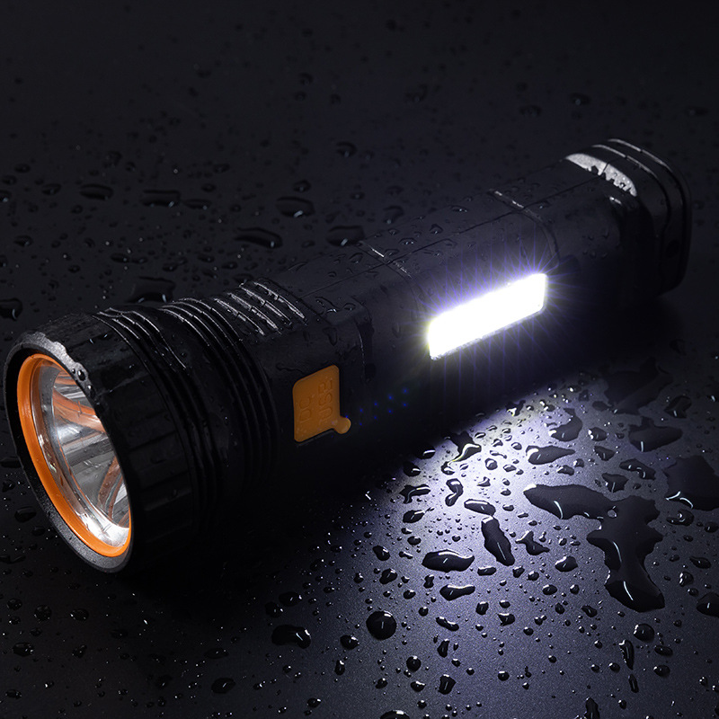 太阳能手电筒强光聚光户外充电便捷超亮带侧灯礼品跨境厂家直销详情19