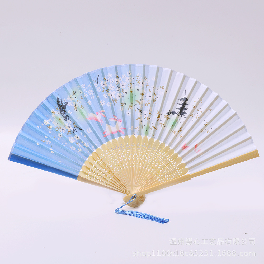 扇子中国风一笑扇 日式折扇古典舞蹈旗袍扇粉色少女桃花扇古装梅详情15