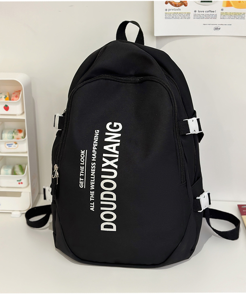 新款时尚休闲书包少女中学生双肩包高颜值大容量情侣双肩电脑包详情44