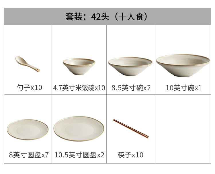 日式轻奢线纹陶瓷餐具礼盒现代简约乔迁新居送礼碗盘组合餐具批发详情24